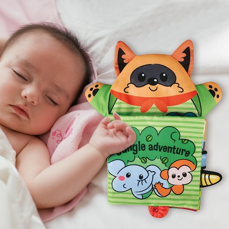Montessori Baby Cloth Book with Hand Puppet - Interactive Animal Theme