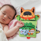 Montessori Baby Cloth Book with Hand Puppet - Interactive Animal Theme