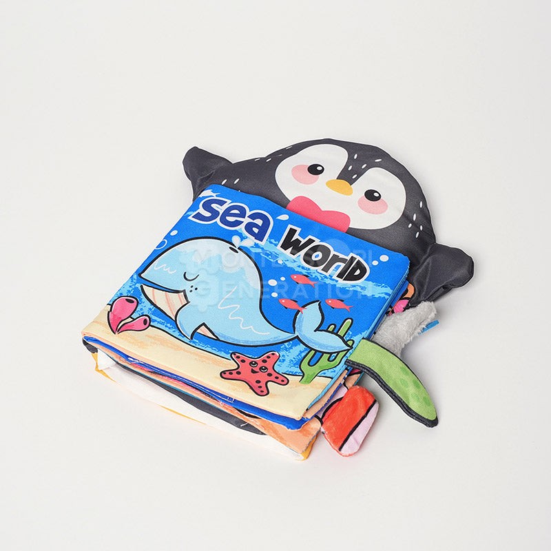 Montessori Baby Cloth Book with Hand Puppet - Interactive Animal Theme
