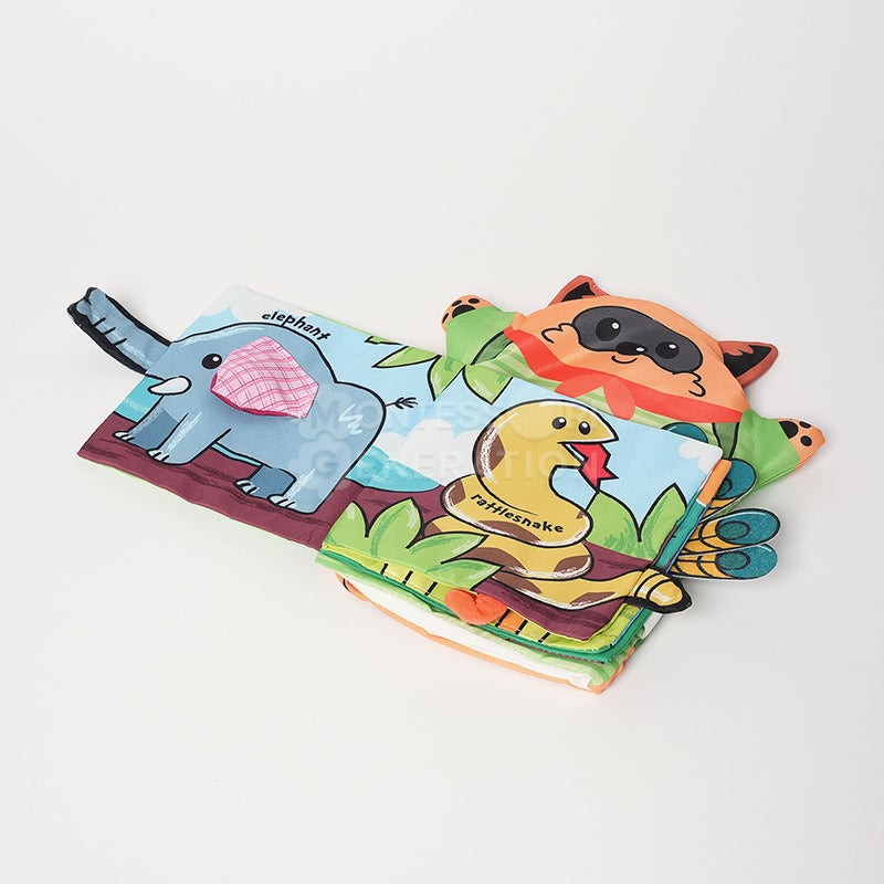 Montessori Baby Cloth Book with Hand Puppet - Interactive Animal Theme