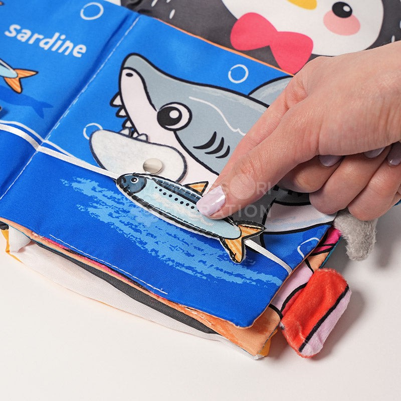 Montessori Baby Cloth Book with Hand Puppet - Interactive Animal Theme