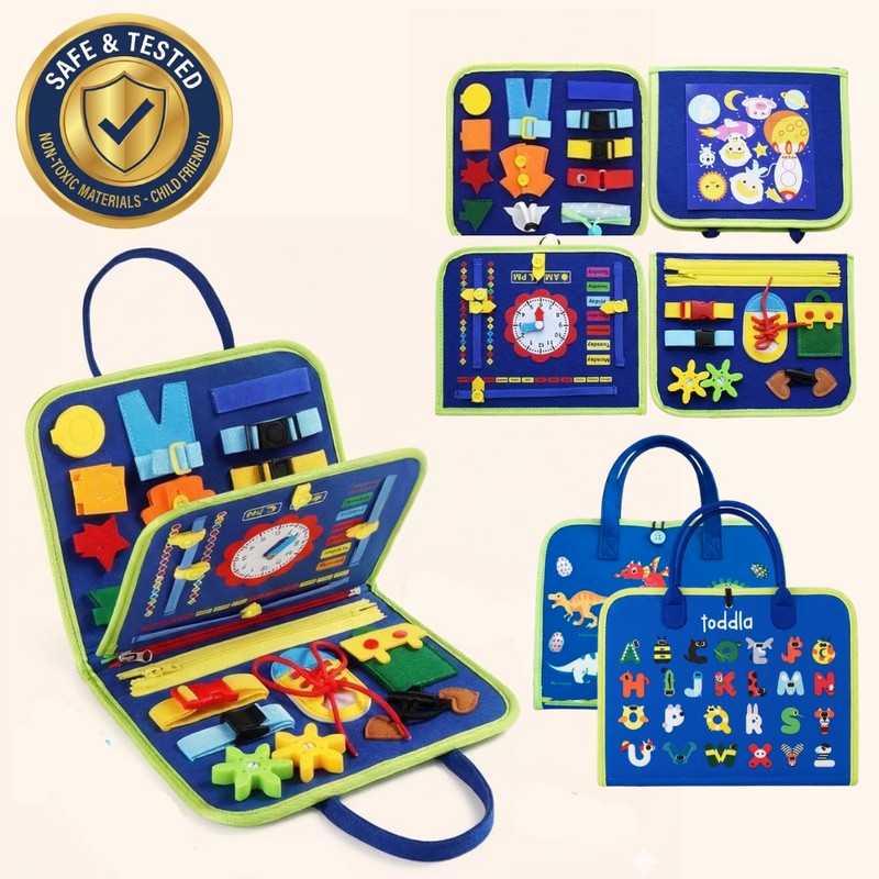 Montessori Busy Board - Foldable with Multiple Activity Panels
