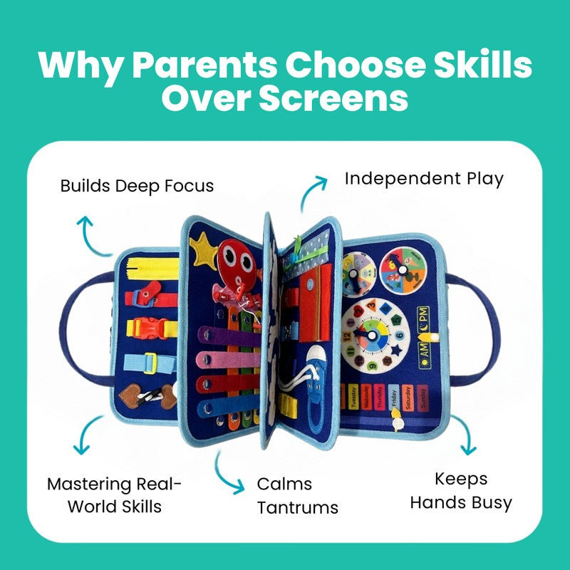 Montessori Busy Board - Foldable with Multiple Activity Panels