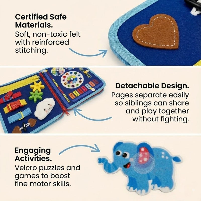 Montessori Busy Board - Foldable with Multiple Activity Panels