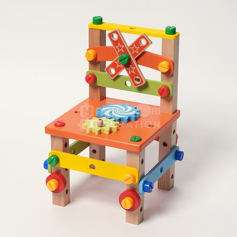 Montessori DIY Wooden Toy Set - Buildable Chair with Toy Tools