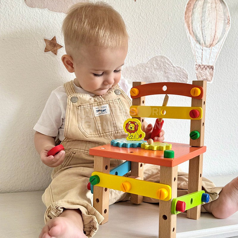 Montessori DIY Wooden Toy Set - Buildable Chair with Toy Tools