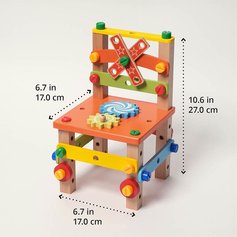 Montessori DIY Wooden Toy Set - Buildable Chair with Toy Tools