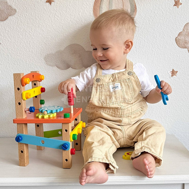 Montessori DIY Wooden Toy Set - Buildable Chair with Toy Tools