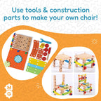 Montessori DIY Wooden Toy Set - Buildable Chair with Toy Tools