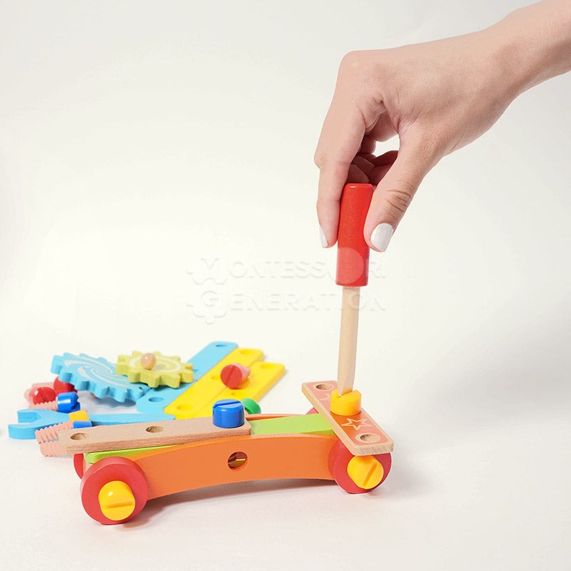 Montessori DIY Wooden Toy Set - Buildable Chair with Toy Tools