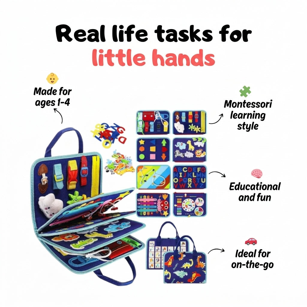Libro Montessori educativo delle attività per bambini piccoli - Pagine interattive