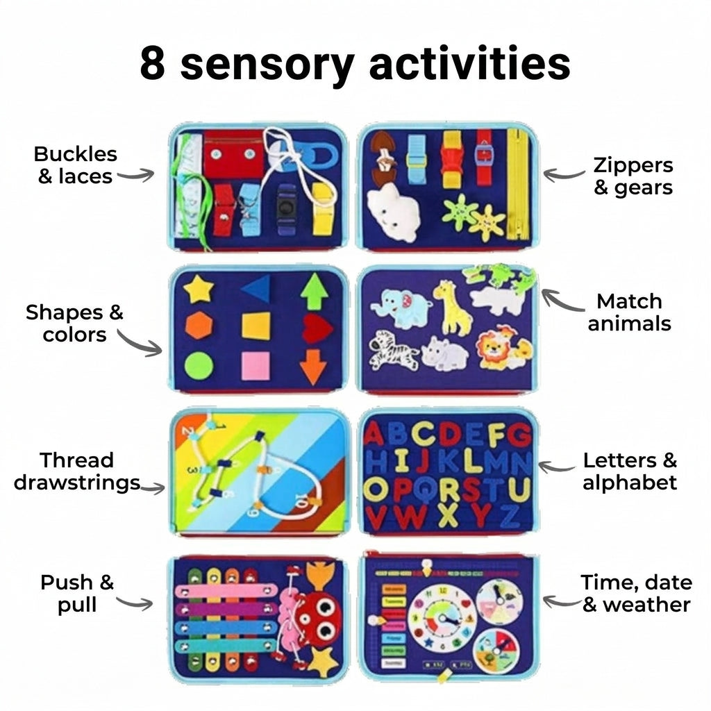 Libro Montessori educativo delle attività per bambini piccoli - Pagine interattive