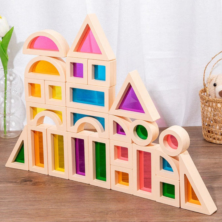 Montessori Educational Light Building Blocks - Transparent Coloured Panels
