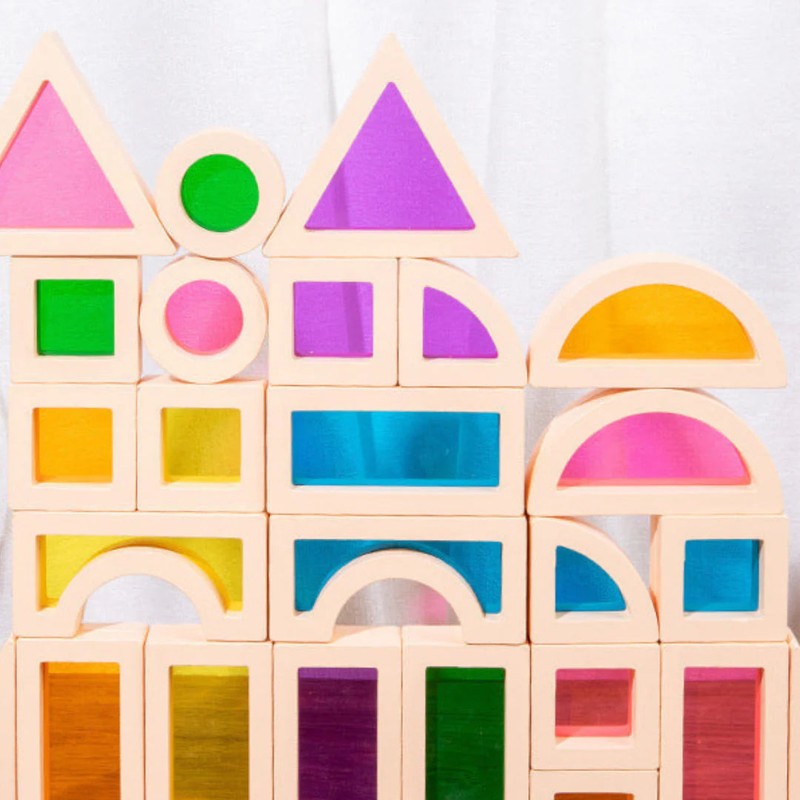 Montessori Educational Light Building Blocks - Transparent Coloured Panels