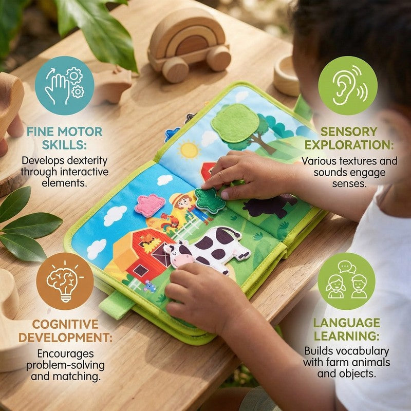 Montessori Farm-Themed Quiet Book for Toddlers - Interactive Felt Pieces