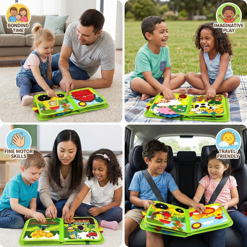 Montessori Farm-Themed Quiet Book for Toddlers - Interactive Felt Pieces