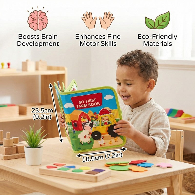 Montessori Farm-Themed Quiet Book for Toddlers - Interactive Felt Pieces