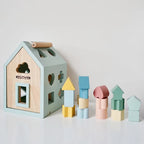 Montessori-Inspired Wooden Shape-Sorting House Toy - Geometric Blocks