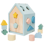 Montessori-Inspired Wooden Shape-Sorting House Toy - Geometric Blocks