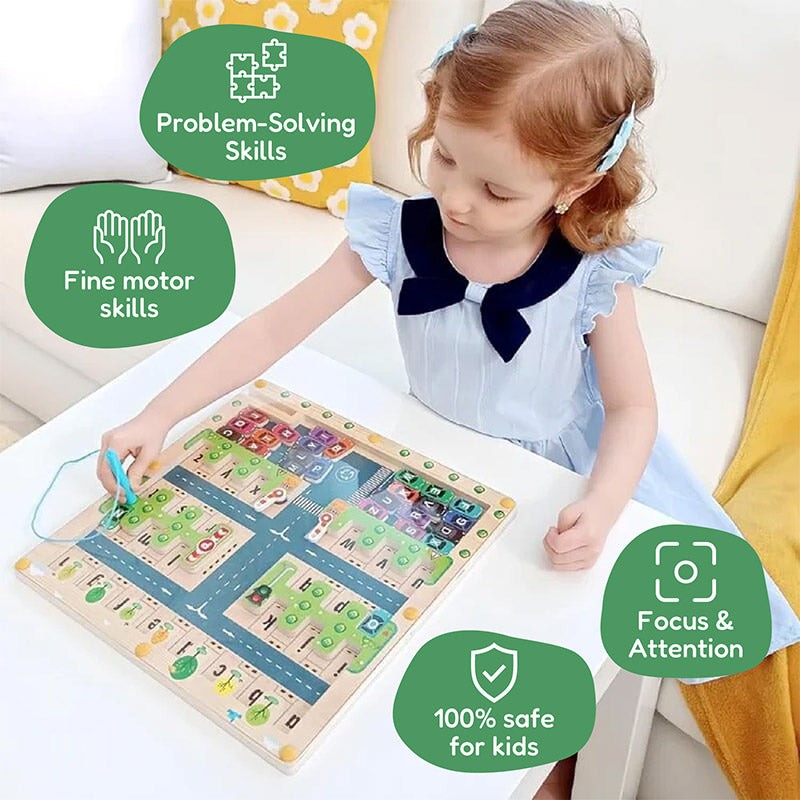 Montessori Magnetic Alphabet Maze Board - Educational Toy for Toddlers