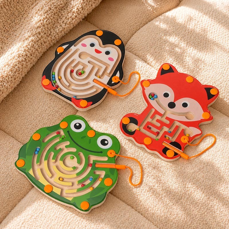 Montessori Magnetic Maze Toy - Wooden Educational Board