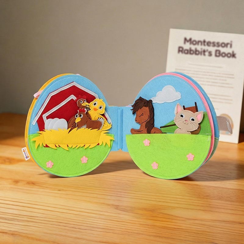 Montessori Quiet Book - Interactive Activity Pages with Finger Puppets