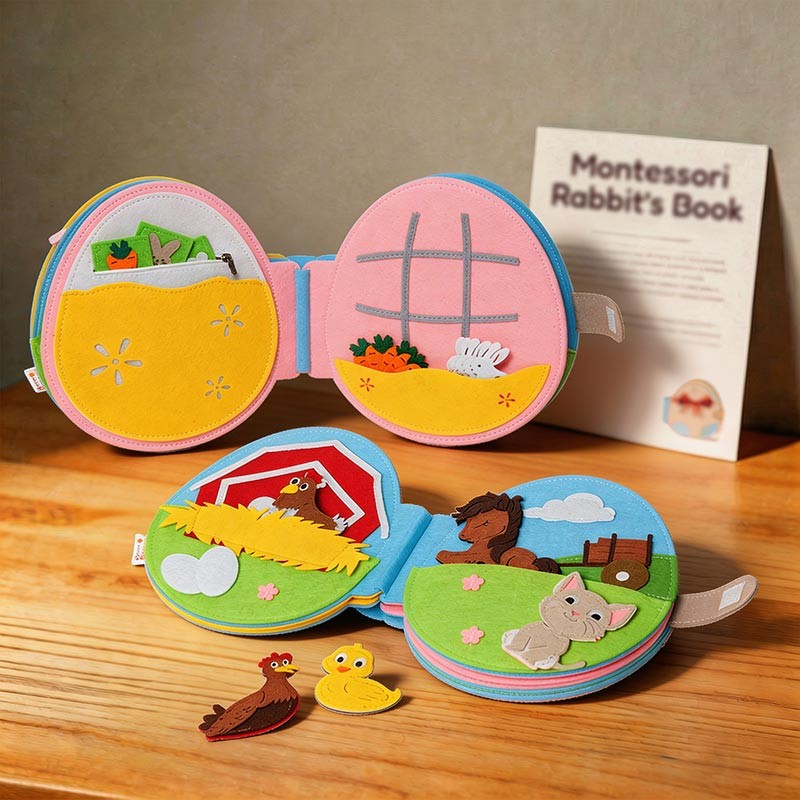 Montessori Quiet Book - Interactive Activity Pages with Finger Puppets