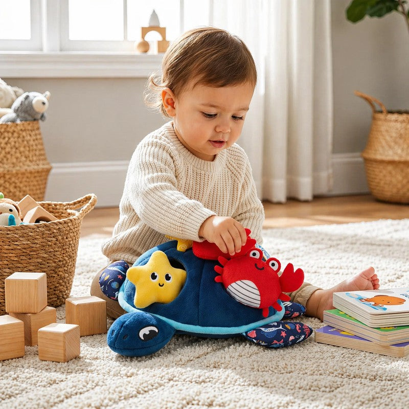 Montessori Sensory Activity Toy - Turtle Shape with Removable Sea Creature Figures