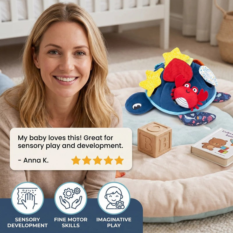 Montessori Sensory Activity Toy - Turtle Shape with Removable Sea Creature Figures