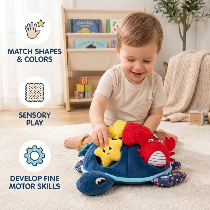 Montessori Sensory Activity Toy - Turtle Shape with Removable Sea Creature Figures