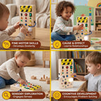 Montessori Sensory Busy Board - Wooden Motor Skills Toy