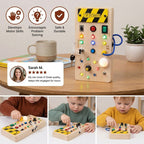 Montessori Sensory Busy Board - Wooden Motor Skills Toy