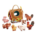 Montessori Sensory Farm Animal Toy Set with Carry Bag