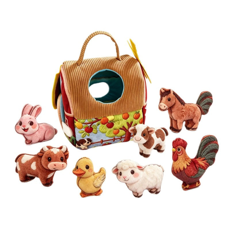 Montessori Sensory Farm Animal Toy Set with Carry Bag