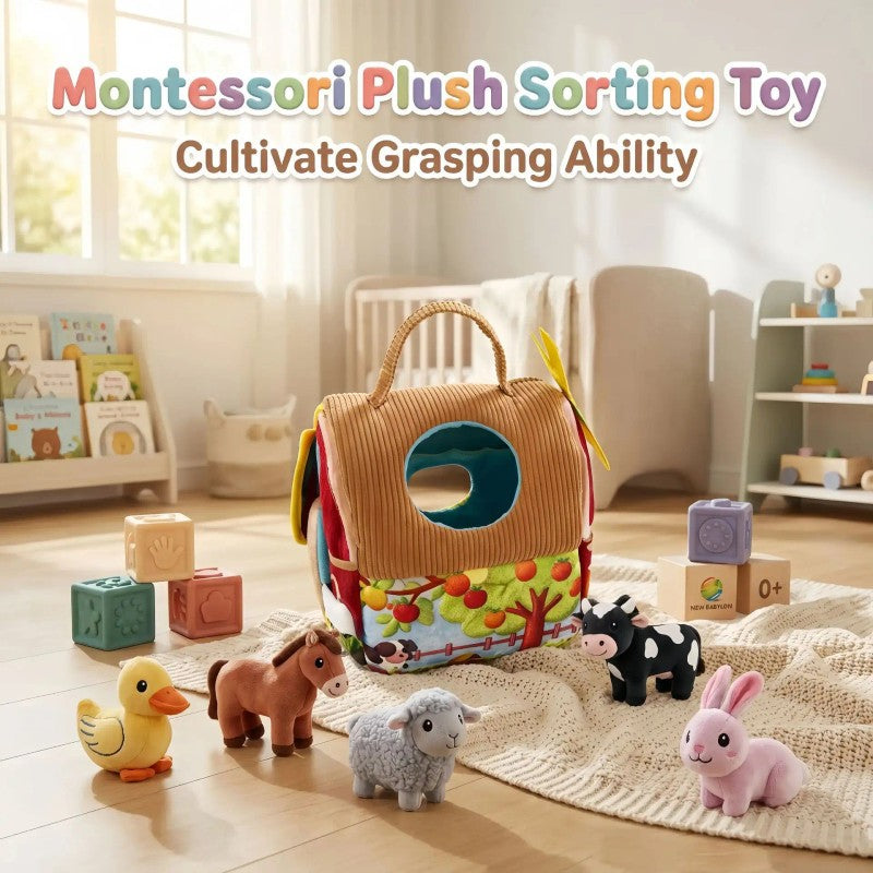 Montessori Sensory Farm Animal Toy Set with Carry Bag