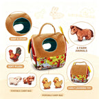 Montessori Sensory Farm Animal Toy Set with Carry Bag