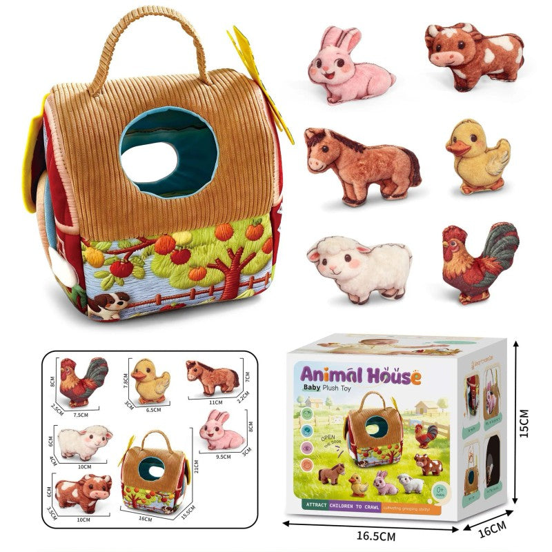 Montessori Sensory Farm Animal Toy Set with Carry Bag