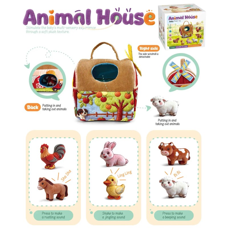 Montessori Sensory Farm Animal Toy Set with Carry Bag