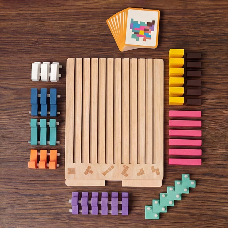 Montessori Shape-Fitting Puzzle Set - Wooden Brain Block Toy