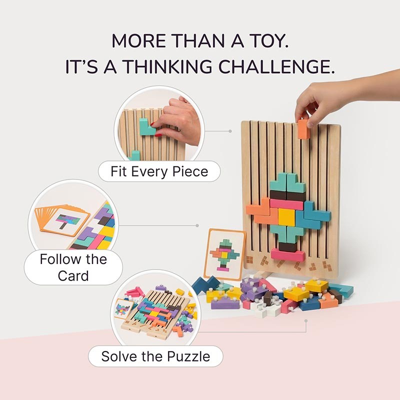 Montessori Shape-Fitting Puzzle Set - Wooden Brain Block Toy