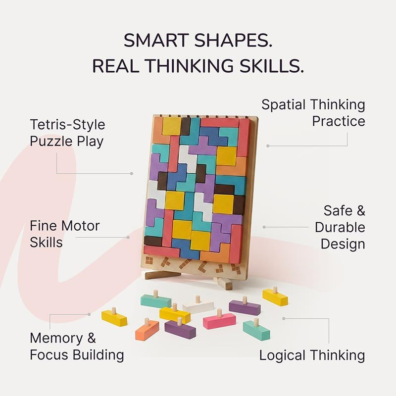 Montessori Shape-Fitting Puzzle Set - Wooden Brain Block Toy