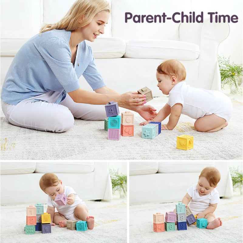 Montessori Silicone Squeaky Block Set - Sensory Exploration