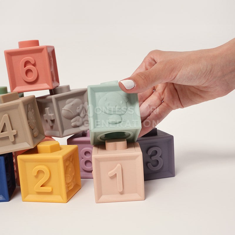 Montessori Silicone Squeaky Block Set - Sensory Exploration