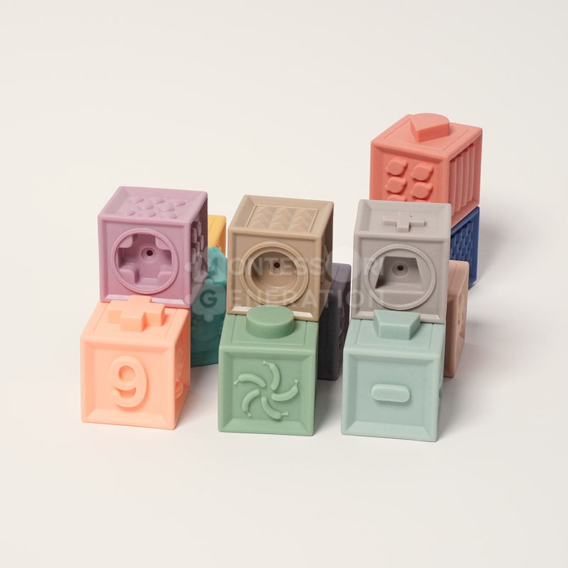 Montessori Silicone Squeaky Block Set - Sensory Exploration