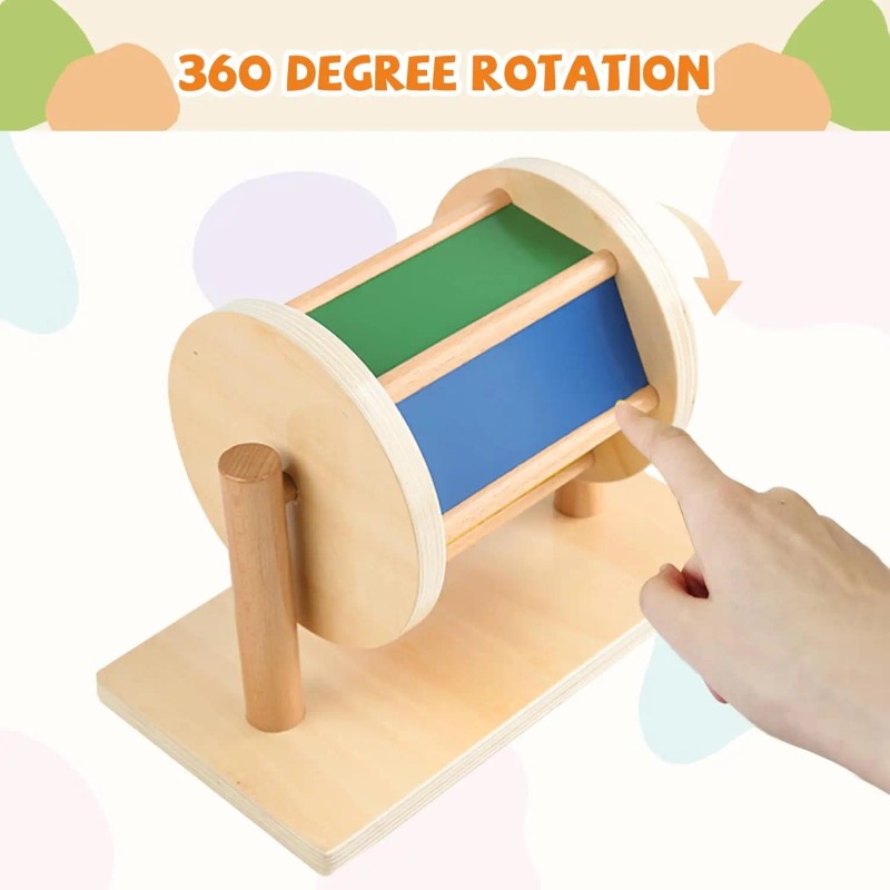 Montessori Spinning Drum Toy - Rotating Stand