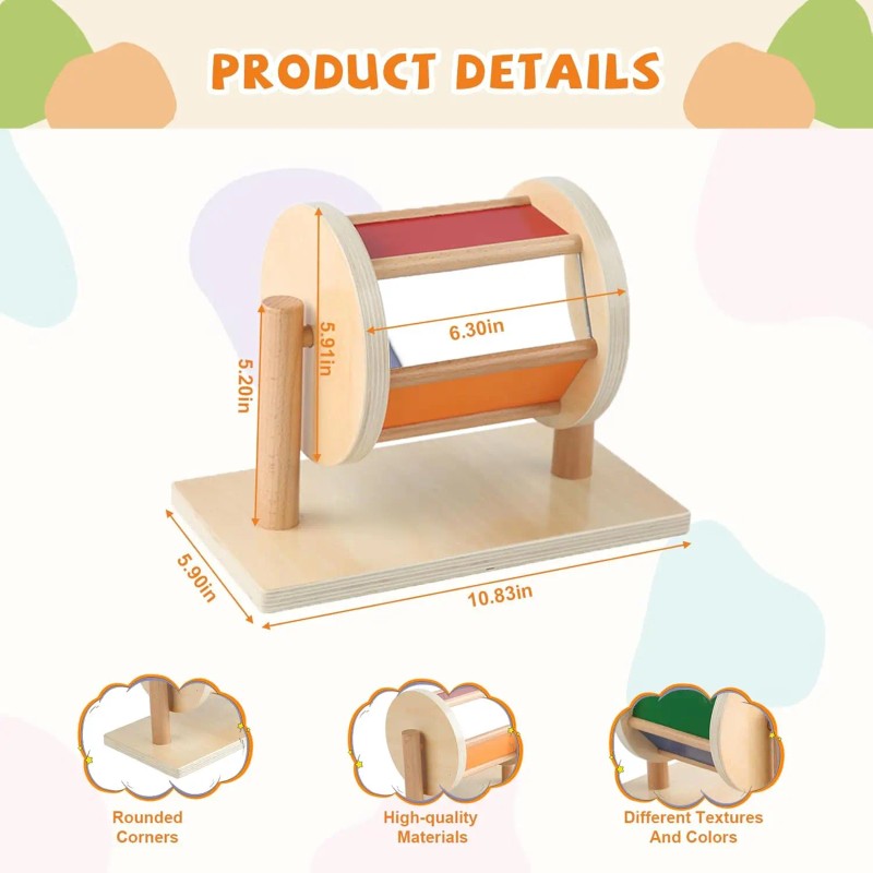 Montessori Spinning Drum Toy - Rotating Stand