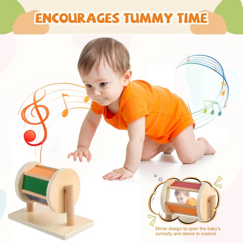 Montessori Spinning Drum Toy - Rotating Stand
