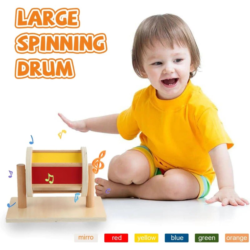 Montessori Spinning Drum Toy - Rotating Stand
