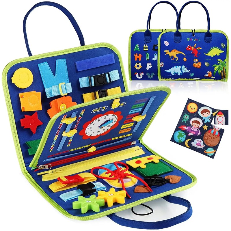 Montessori Toddler Busy Board - 7-in-1 Learning Activities