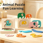 Montessori Wooden Animal Layer Puzzle - Duck, Elephant and Whale Theme